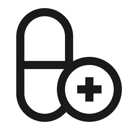 Pills add icon, solid style, from Carbon
