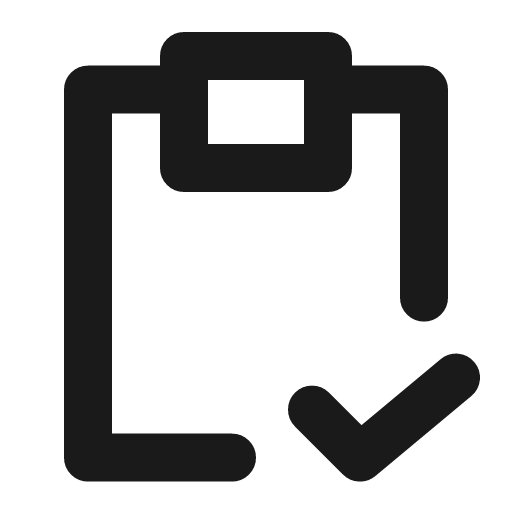 Clipboard tick icon, line style, from Charm Icons