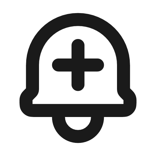 Bell add icon, line style, from coolicons