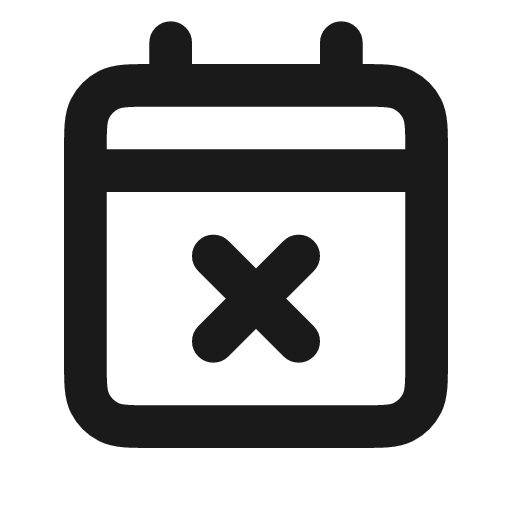 Calendar close icon, line style, from coolicons