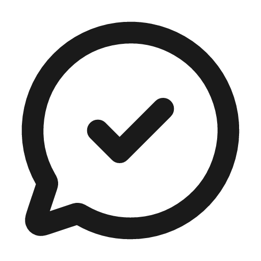Chat circle check icon, line style, from coolicons