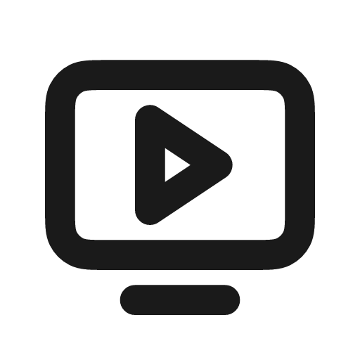 Monitor play icon, line style, from coolicons