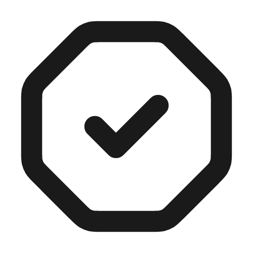Octagon check icon, line style, from coolicons