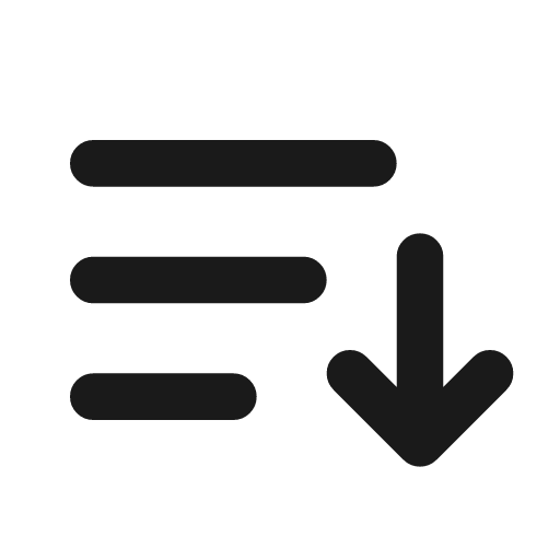 Sort ascending icon, line style, from coolicons