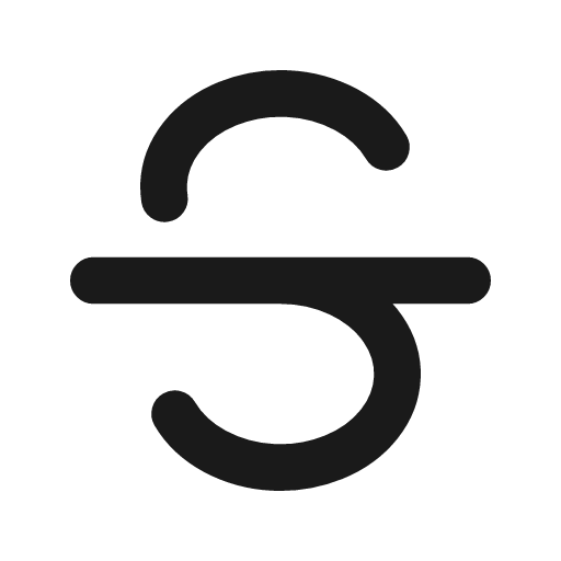 Strikethrough icon, line style, from coolicons
