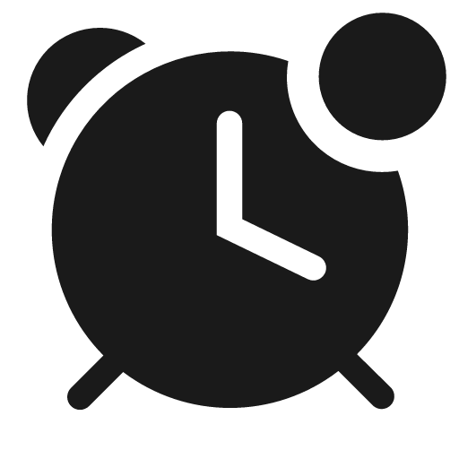 Alarm clock solid badged icon, solid style, from Clarity