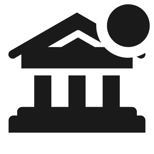 Bank solid badged icon, solid style, from Clarity