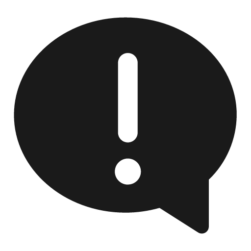 Bubble exclamation solid icon, filled style, from Clarity