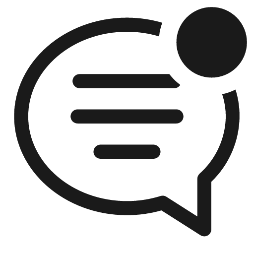 Chat bubble outline badged icon, solid style, from Clarity