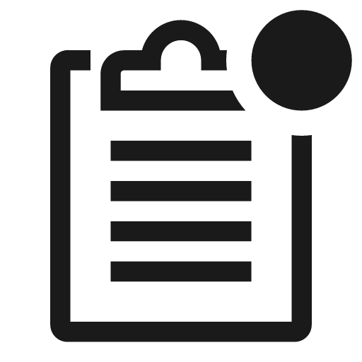 Clipboard outline badged icon, solid style, from Clarity