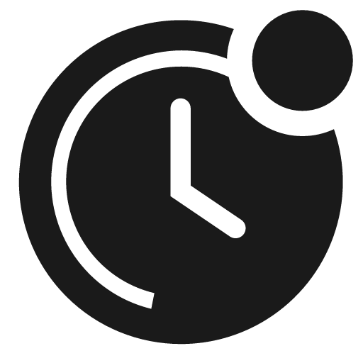 Clock solid badged icon, solid style, from Clarity