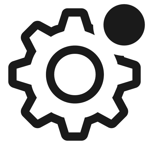 Cog outline badged icon, solid style, from Clarity