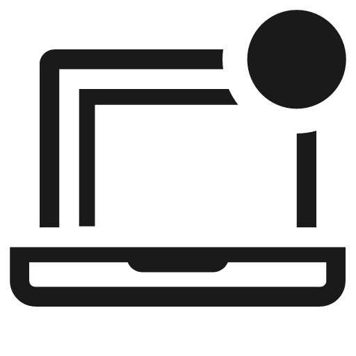 Computer outline badged icon, solid style, from Clarity