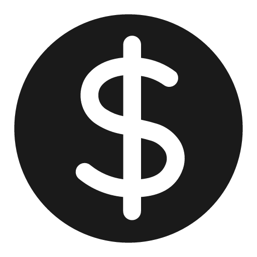 Dollar solid icon, filled style, from Clarity