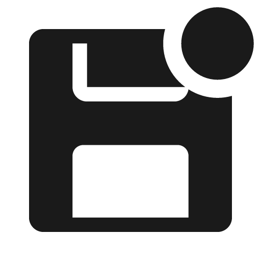 Floppy solid badged icon, solid style, from Clarity