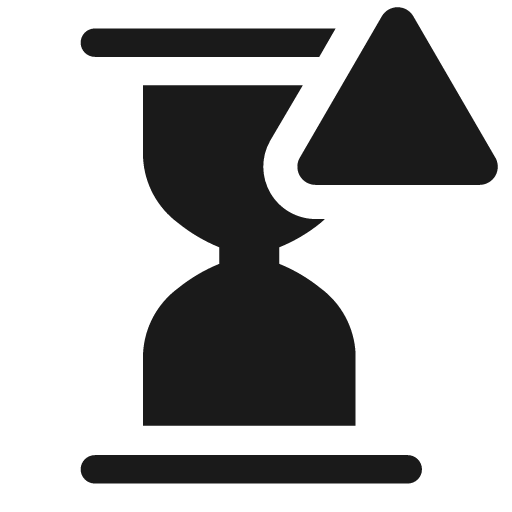 Hourglass solid alerted icon, solid style, from Clarity