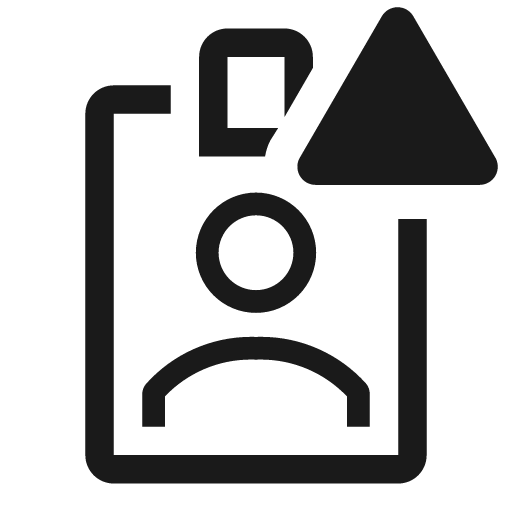 Id badge outline alerted icon, solid style, from Clarity