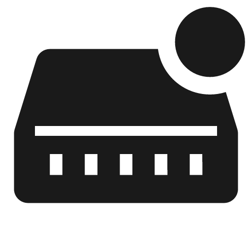 Network switch solid badged icon, solid style, from Clarity