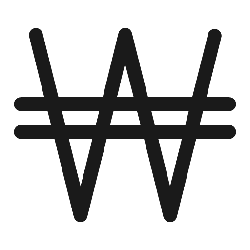 Won line icon, outline style, from Clarity