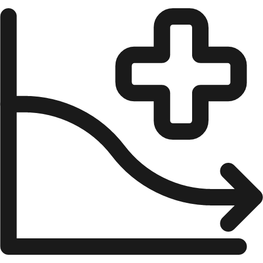 Graph cured decreasing icon, line style, from Covid Icons