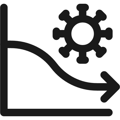 Graph infected decreasing icon, line style, from Covid Icons