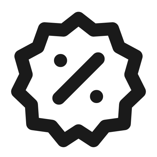Badge percent icon, line style, from Drawico Icons