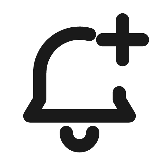 Bell plus icon, line style, from Drawico Icons