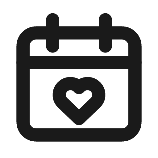 Calendar heart icon, line style, from Drawico Icons