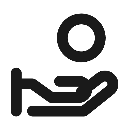 Hand coins icon, line style, from Drawico Icons