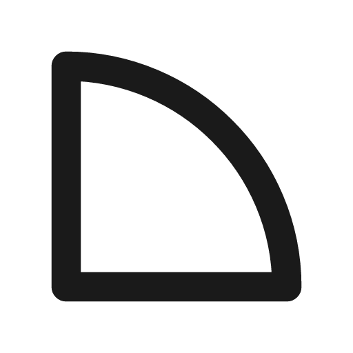 Quarter circle icon, line style, from Drawico Icons