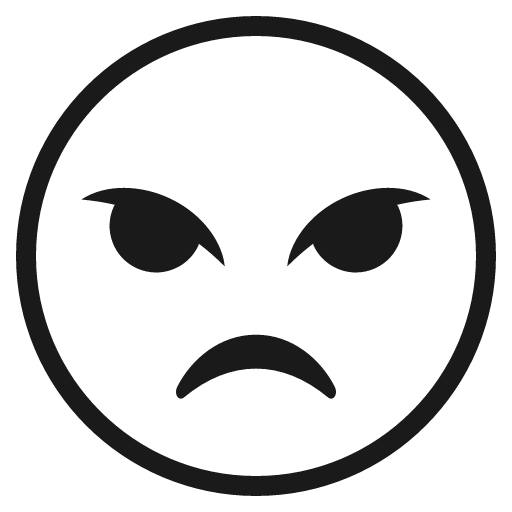 Angry face icon, solid style, from Emoji One (Monotone)