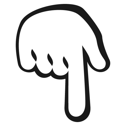 Backhand index pointing down icon, solid style, from Emoji One (Monotone)