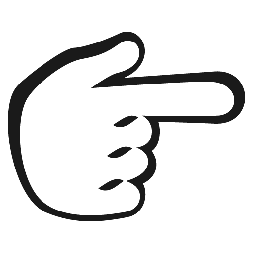 Backhand index pointing right icon, solid style, from Emoji One (Monotone)