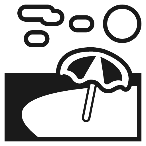 Beach with umbrella icon, solid style, from Emoji One (Monotone)