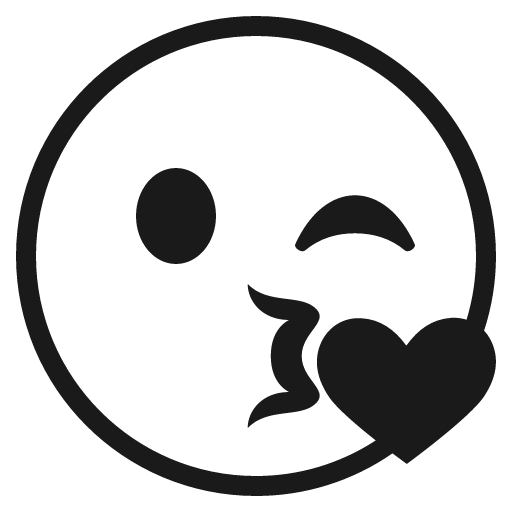 Face blowing a kiss icon, solid style, from Emoji One (Monotone)