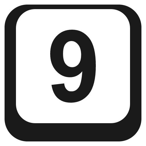 Keycap 9 icon, solid style, from Emoji One (Monotone)
