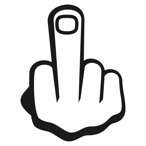Middle finger icon, solid style, from Emoji One (Monotone)