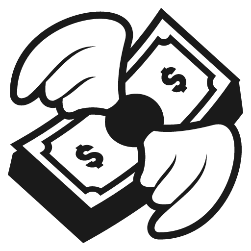 Money with wings icon, solid style, from Emoji One (Monotone)