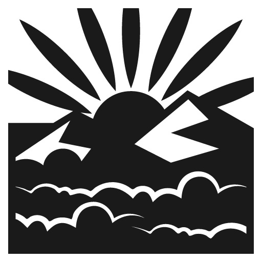 Sunrise over mountains icon, solid style, from Emoji One (Monotone)