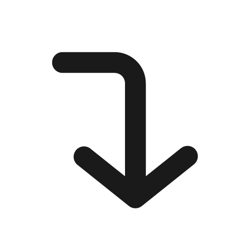 Corner right down fill icon, filled style, from Eva Icons