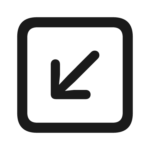 Arrow down left square icon, solid style, from Framework7 Icons