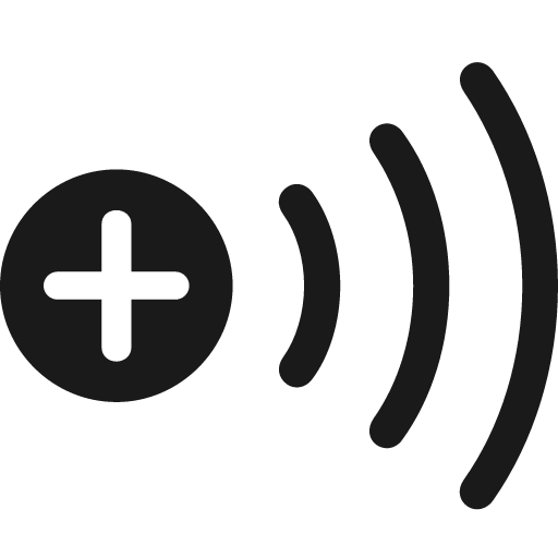 Badge plus radiowaves right icon, solid style, from Framework7 Icons