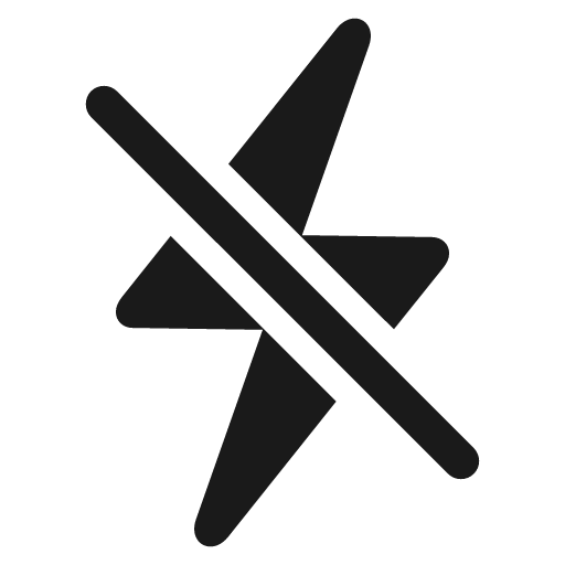 Bolt slash fill icon, filled style, from Framework7 Icons