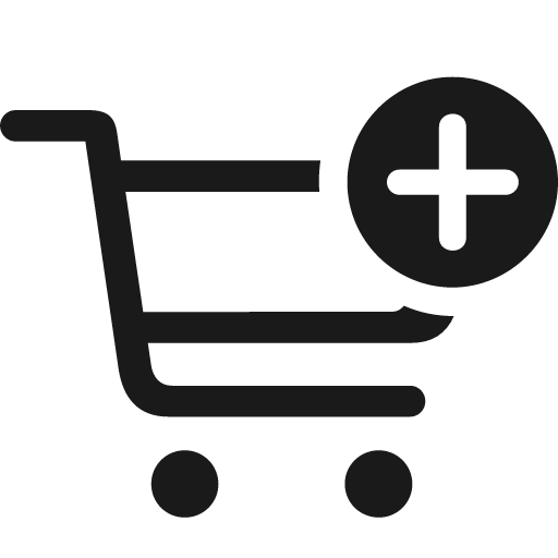 Cart badge plus icon, solid style, from Framework7 Icons