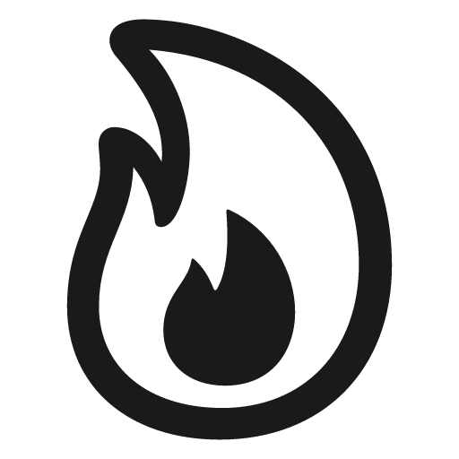 Flame icon, solid style, from Framework7 Icons