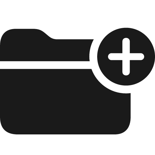 Folder fill badge plus icon, solid style, from Framework7 Icons