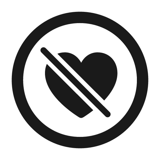 Heart slash circle icon, solid style, from Framework7 Icons