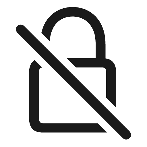 Lock slash icon, solid style, from Framework7 Icons