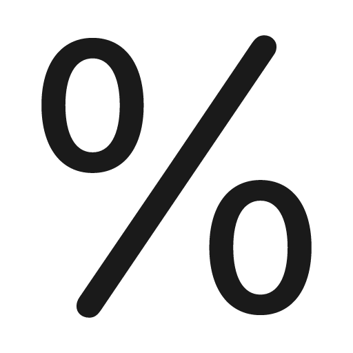 Percent icon, solid style, from Framework7 Icons