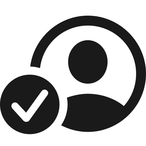 Person crop circle badge checkmark icon, solid style, from Framework7 Icons